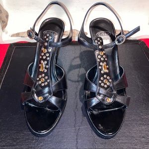 Joan & David DJCaro black/silver strap sandals 7.5